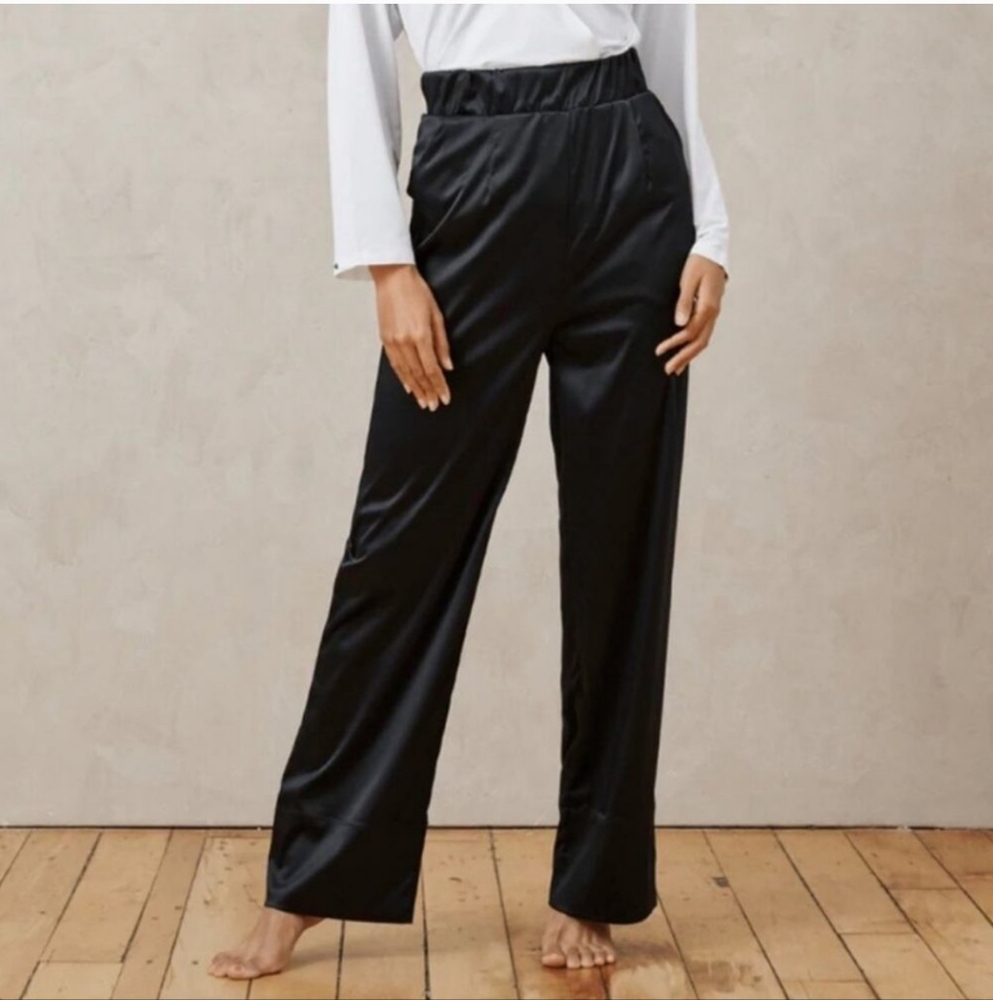 ADAY On Board Satin Black Pants Size M